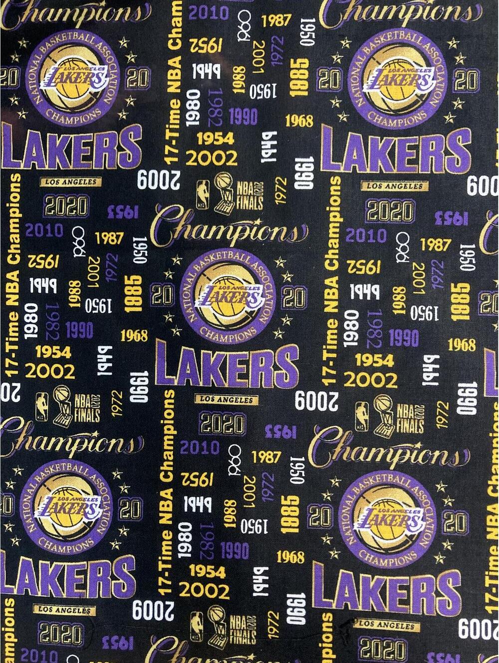 NBA Los Angeles LAKERS 2020 Championship 45" Cotton Fabric by 1/2 yard